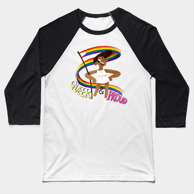 Queer & Proud - Trans Heart Baseball T-Shirt by Gummy Illustrations